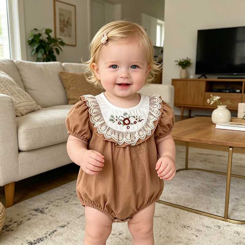 2026 New Infant Baby Girl Bodysuits 0-24M Baby Girl Newborn Romper Summer Short Sleeved Cotton Embroidered Baby Girl Jumpsuit Y260625ZMYA