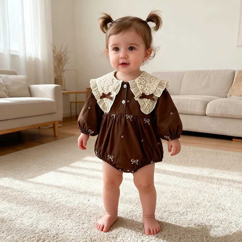 2026 New Spring Baby Girl Party Bow Children Romper 0-24M Long Sleeved Cotton Embroidery Baby Romper Kid Princess Clothes Y260625EQJD