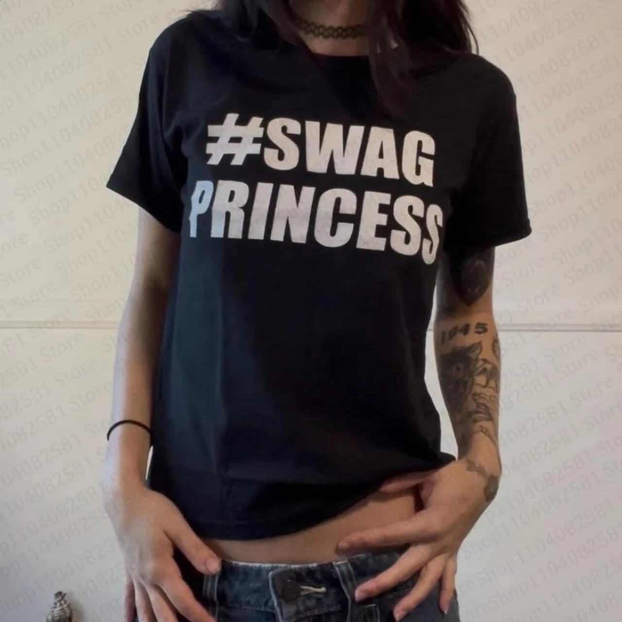 Aesthetic Kawaii Clothing Retro Womens 90s Cut Top Womens Letter T-shirt Y2k Fashion Casual 2000s Top Emo pregnant 260625