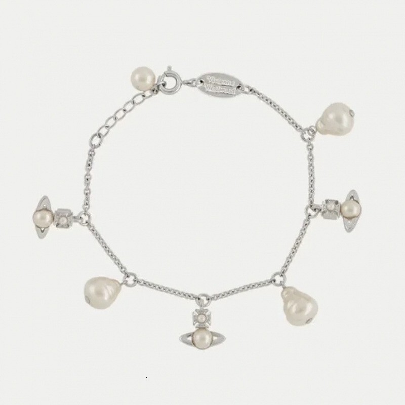 Saturn Jewelry Designer Vivienneewestwood Vivi Ennewestwood Luxury Bracelet For Woman Men Luxe Bangle Drop Pearl Saturn Light Luxury Versatile Punk