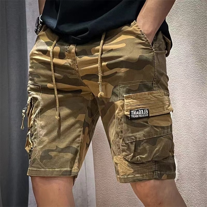 Men Summer Cotton Cargo Camouflage Shorts Men Clothing Casual Breeche Bermuda Beach Jogger Shorts Male Drop 260625BJ