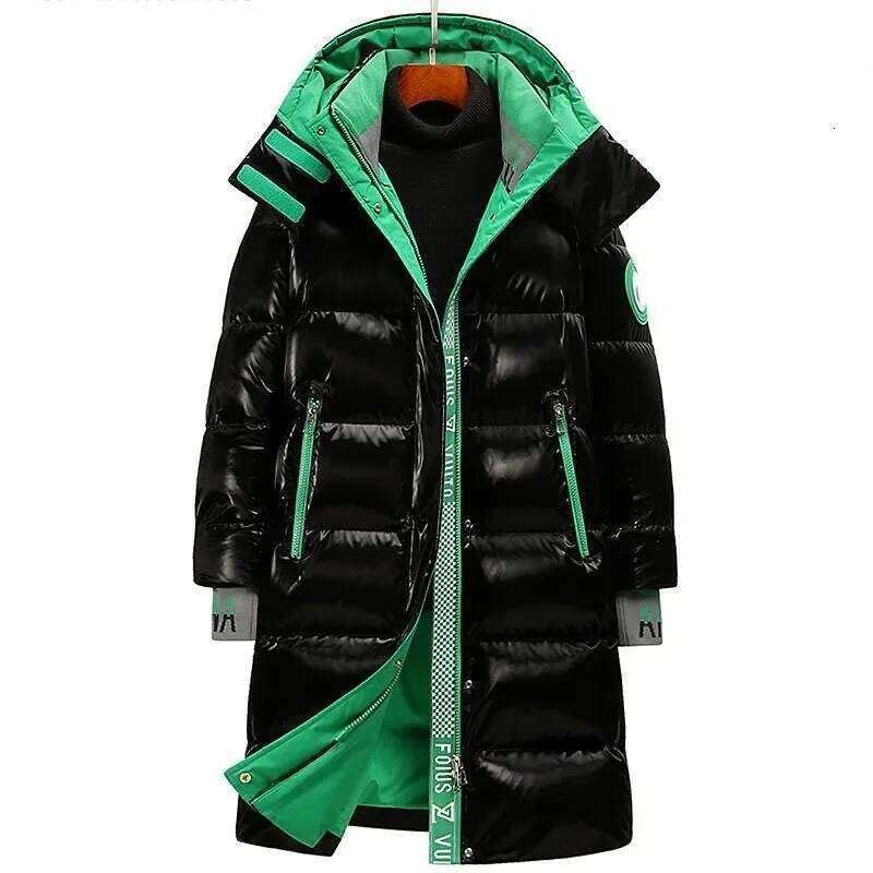 New Winter Jacket Long Luxury Business Thickened Down Cotton Warm Parkas Men's Street Snow Cold-proof Hooded Padded Coat W260626