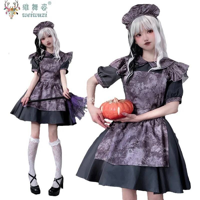 Japanese Halloween Gothic Vampire Mini Cosplay Maid Party Holiday Patchwork Black Vintage Punk Grunge Slim 90s Club Dress