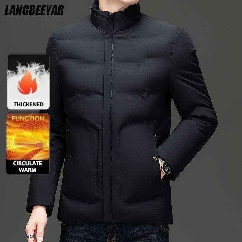 Top Grade Men's Stand Collar Parka Jacket Windbreaker Coats Bubble Puffer Outerwear for Young Adults J260626