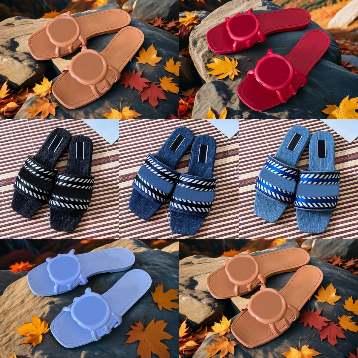 2026 Interlocking Lido Slippers Women Luxury Designer Sandals Flat Slides Fashion Rubber Black White Pink Green Orange Beige Lady Platform Summer Fl