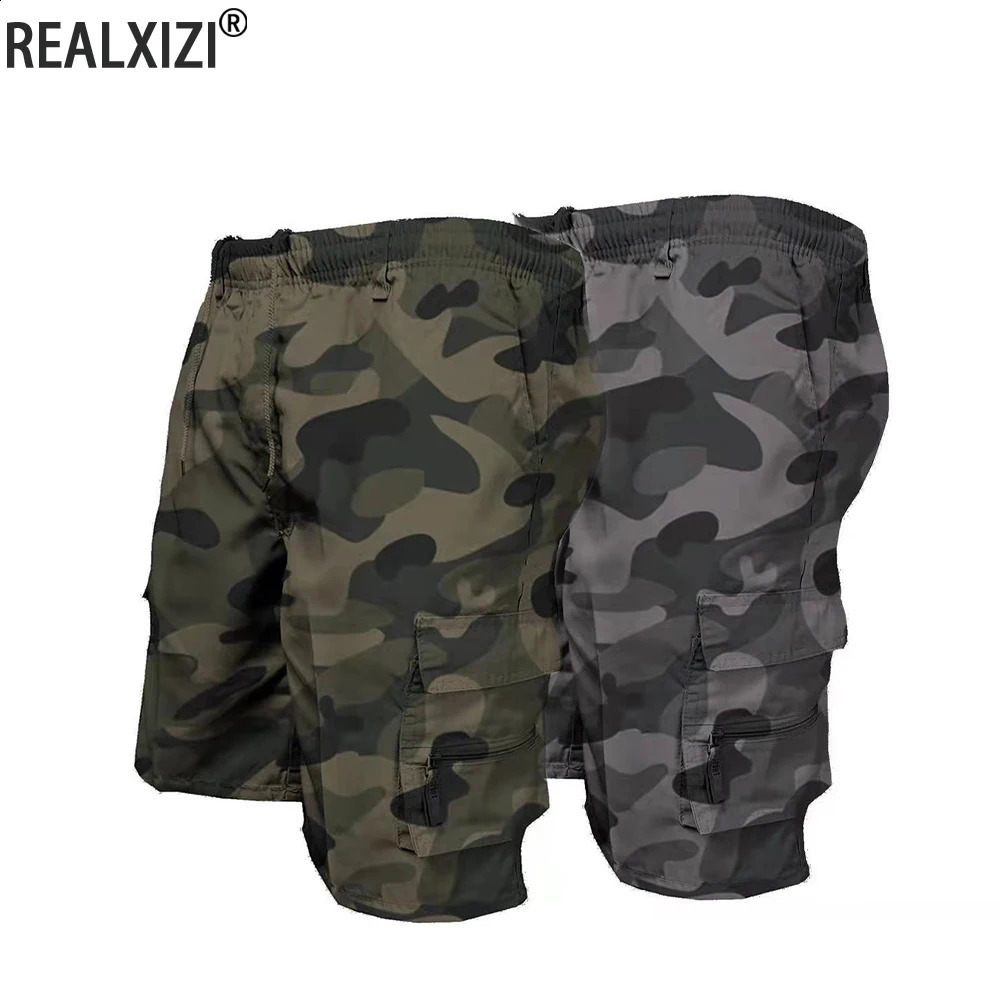 Mens Camouflage Cargo Shorts Casual Loose Work Tooling Shorts Summer Males Outdoor Knee Length Short Pants 260625BJ