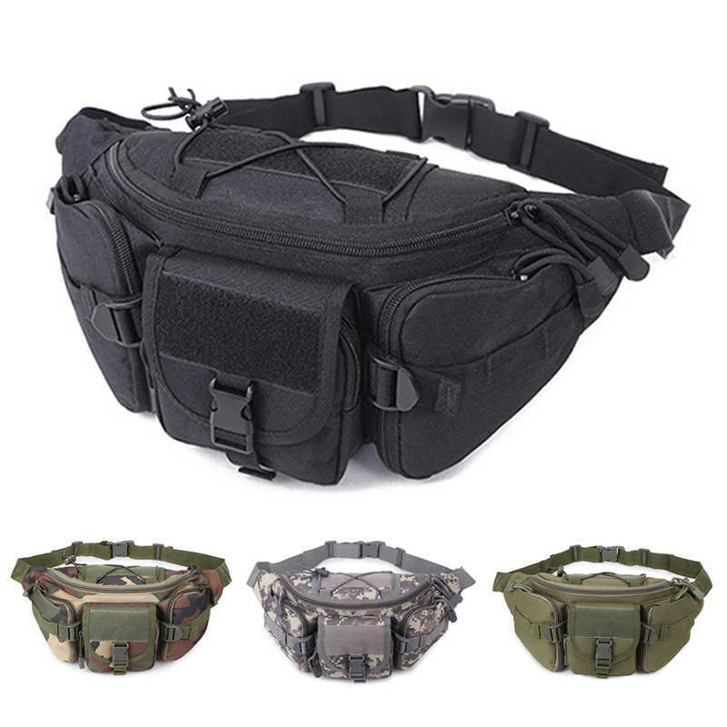 Tactical Outdoor Waist Bag Mens Waterproof Molle Camouflage Hunting Hiking Climbing Nylon Mobile Phone Belt Pack Combat Bags M260626