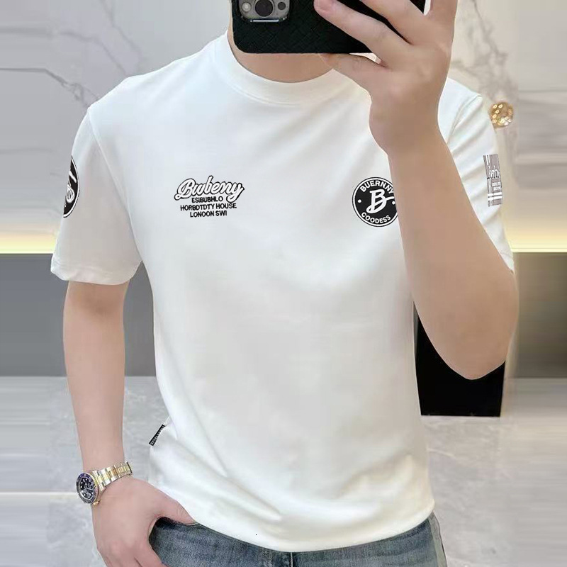 Trendy Brand 2026 Model Pure Cotton Short-Sleeve Men's Summer New Round-Neck Fashion Casual Versatile Slim-Fit T-Shirt Top