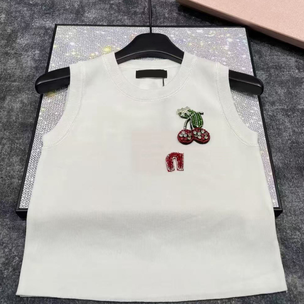 Miu Tank Top Woman Designer Vests Summer Womens Mm T Shirt Light Miu Tanks With Diamond Embroidery Sexy Sequin Nail Bead Letter Sticker Slim Fit Kni