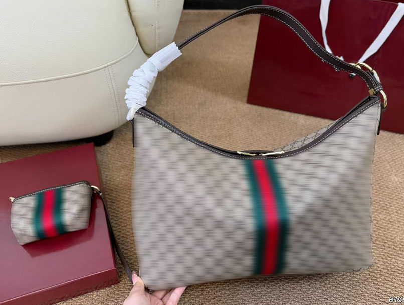Essence Hobo Canvas Shoulder Bag Designer Underarm Crossbody Bag Monogram Web Stripe Women Purse Large Capacity Handbag