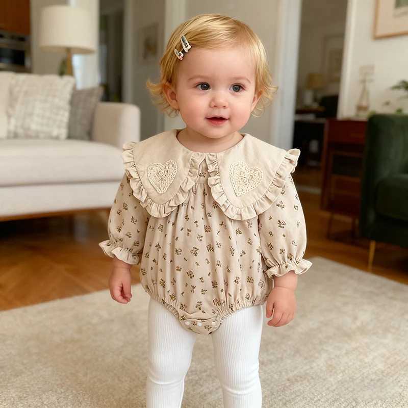 2026 New Spring 0-24M Infant Baby Girl Heart Bodysuits Long Sleeved Cotton Print Newborn Baby Girl Jumpsuit Baby Girl Clothing Y260625ZPDQ