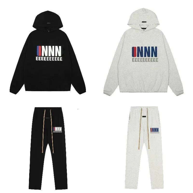 25SS Felpe con cappuccio con lettere in silicone dal design di lusso Classico logo da basket Terry Pantaloni larghi da uomo in due pezzi High Street