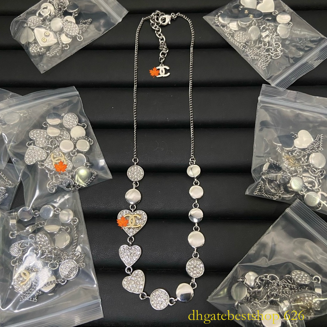 With Gift Box Designer channels necklace Double C Heart Necklace Women Fashionable Versatile Collarbone Chain Star Pearl Accessories cc necklace