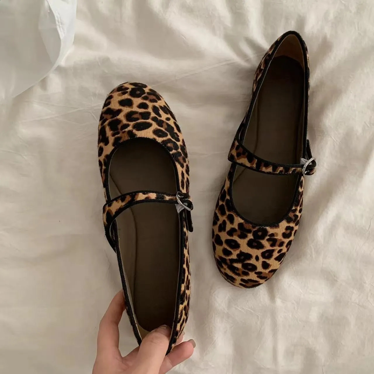 Leopard Print Women Loafers Flats Fashion Shallow Shoes 2026 Spring Ladies Elegant Soft Sole Mary Jane Shoes 260622