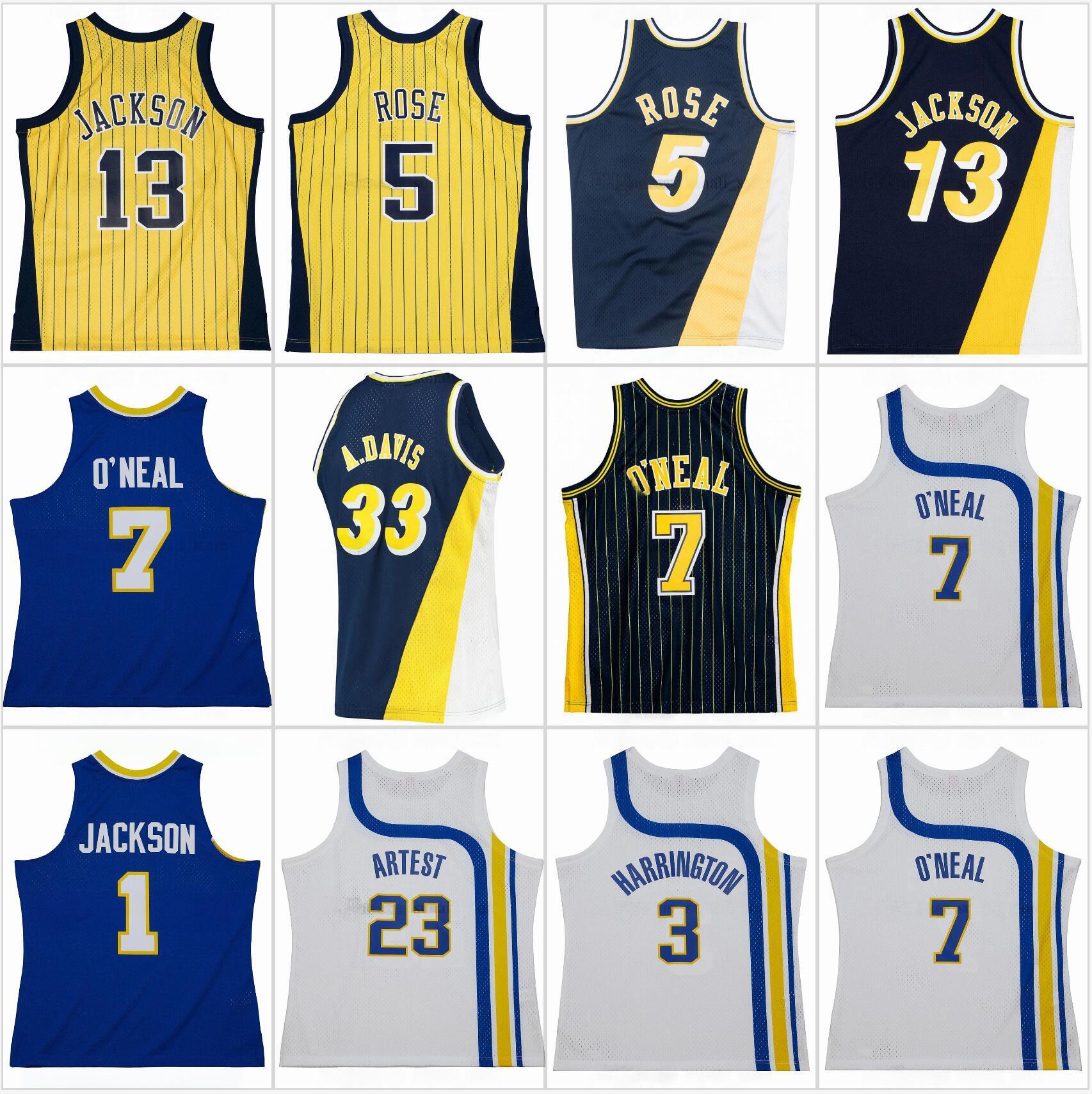 Stitched Retro Basketball Jersey Stephen 1 Jackson Al 3 Harrington Jalen 5 Rose 7 Jermaine Mark 13 Jackson Ron 23 Artest Antonio 33 Davis Vintage Je