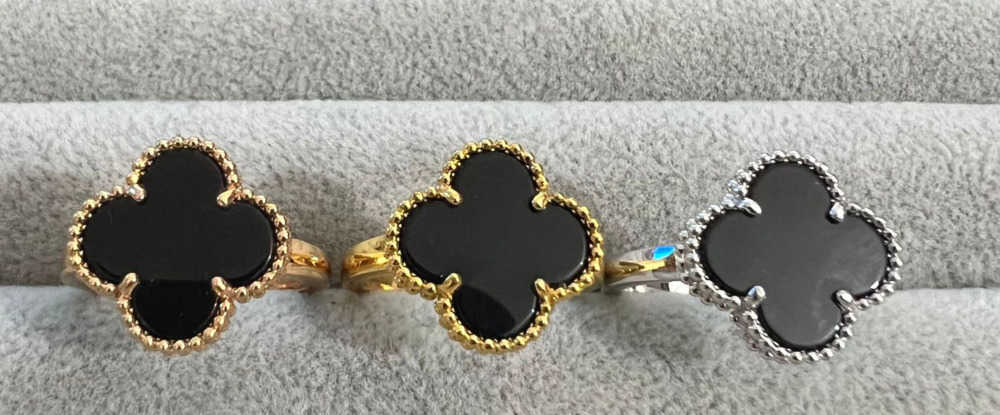 Four-leaf clover ring, versatile rose gold ring S260626