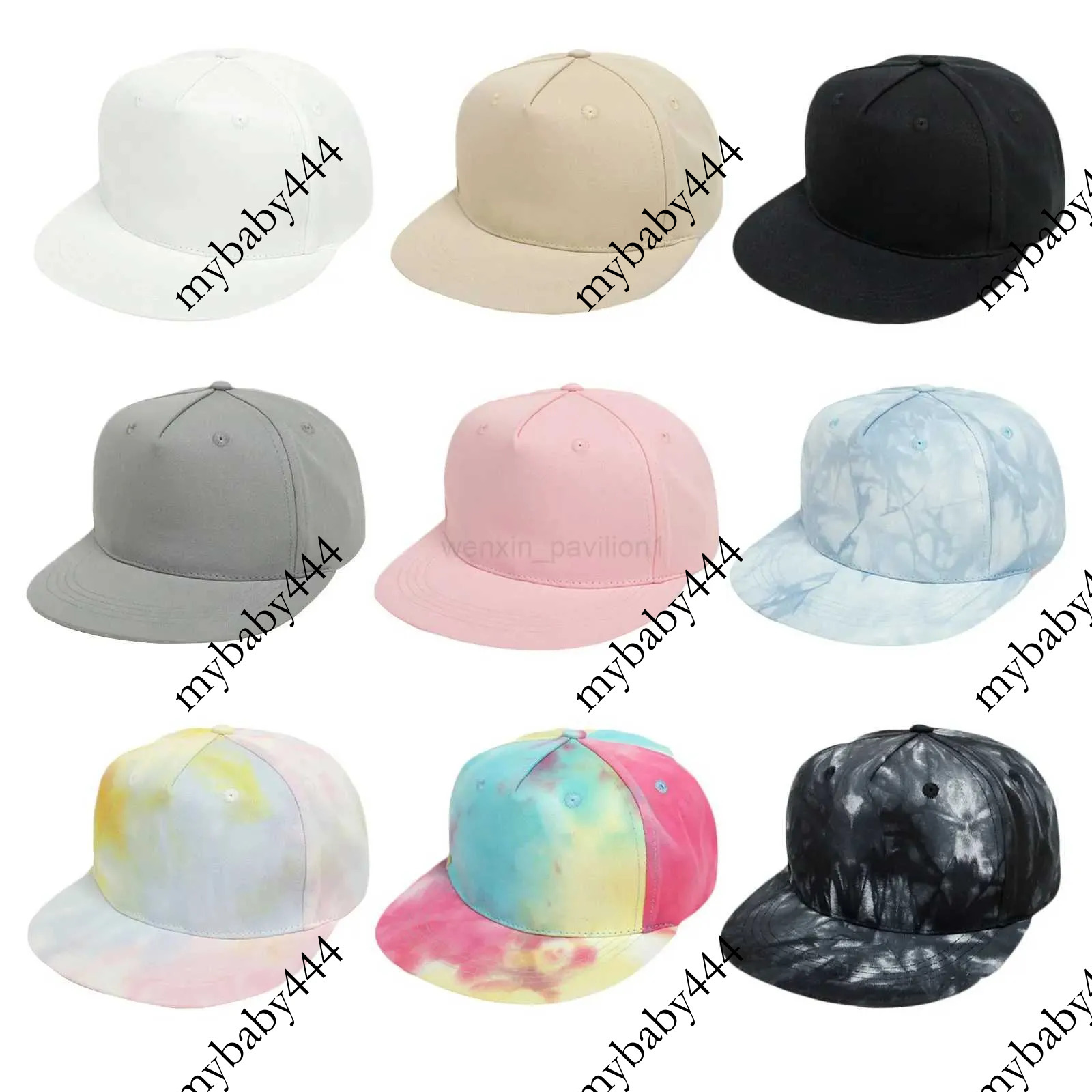 2022 Fashion Children Hip Hop Hats Kids Boys Girls Solid Color/Tie Dye Baseball Caps Toddler Outdoor Flat Brim Trend HatsXJ240729