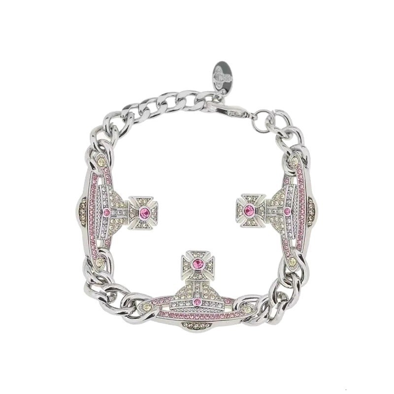 Saturn Jewelry Designer Vivienneewestwood Vivi Ennewestwood Luxury Bracelet For Woman Men Luxe Bangle Pink Diamond Saturn Bracelet For Women