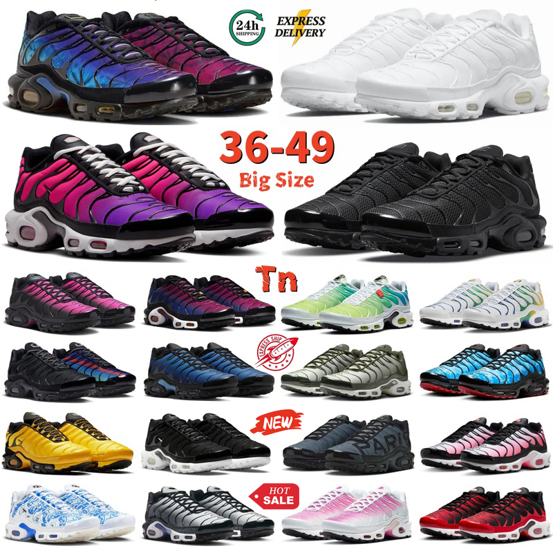Designer Running Shoes Tn Plus Mens Womens Trainers Utility Triple White Red Black Metallic Silver Grey Sky Blue Sunset tnss tns Outdoor Sports Snea