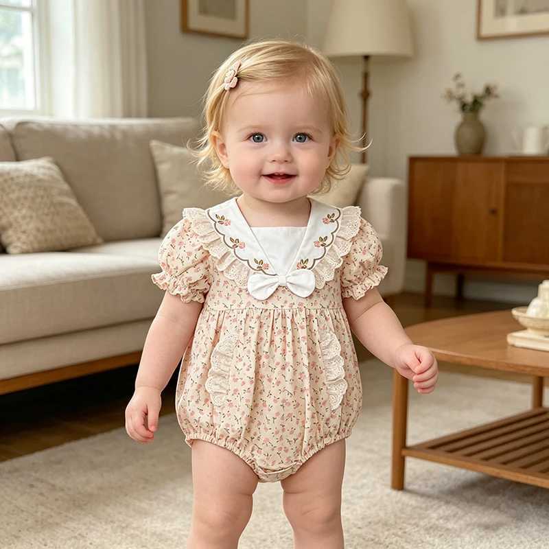 2026 New Summer 0-24M Baby Girl Korean-Style Short Sleeve Print Romper Short Sleeved Birthday Sweet Bow Romper Y26062534D8