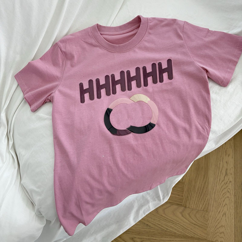 Designer Woman Sweet Girly T Shirt Short Sleeve Colorful Letter Print Casual Top Summer Daily Outfits