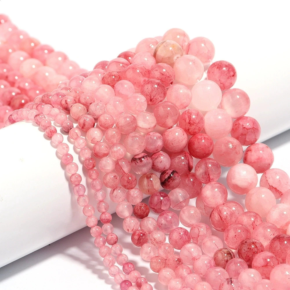 1Strand Natural Persian Jade Stone Pink 4681012mm Loose Spacer Gem Bead for Jewelry Making DIY Bracelet Necklace Accessories 260625