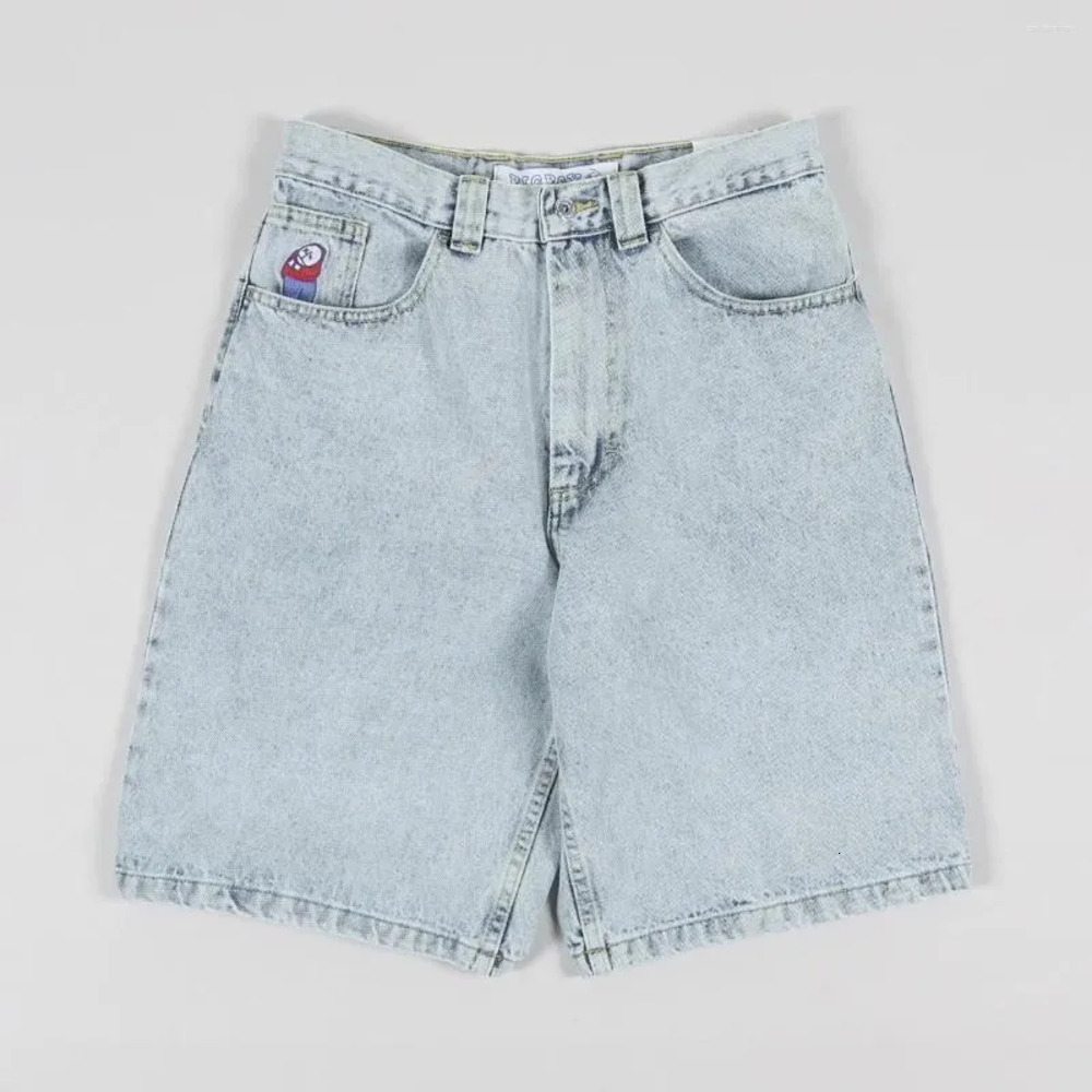 Bigboy Pantaloncini da uomo Pantaloni polari e jeans Big Boy Y2k Hip Hop Cartoon Graphic Retro Blue Baggy Jeans Denim Gym Men Basket Oversize Water