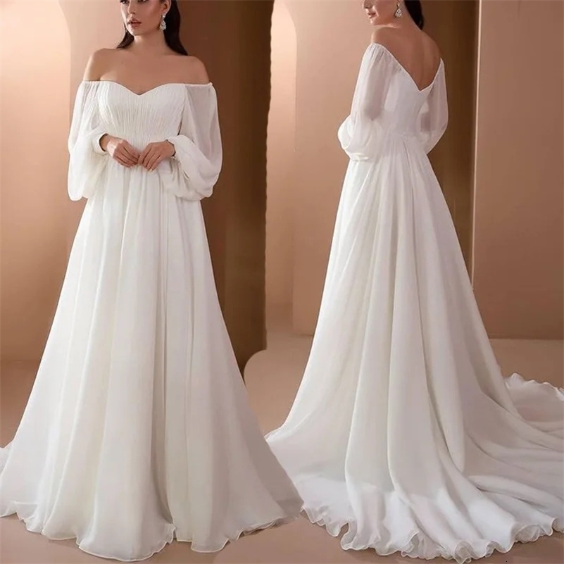 Elegant Puff Sleeve White Maxi Dresses Women Evening Party Outfit 2026 Summer Off Shoulder Strapless Backless Floor-Length Dress 260625