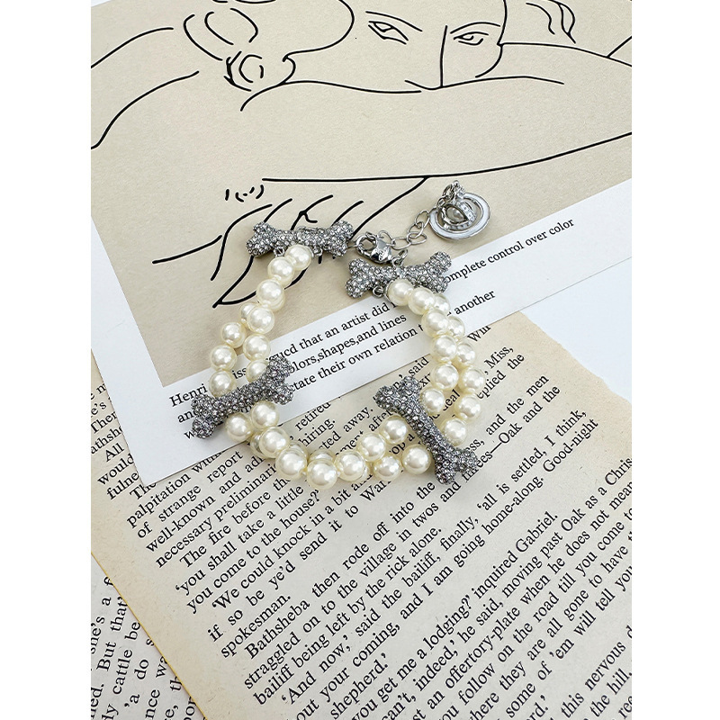 Saturn Jewelry Designer Vivienneewestwood Vivi Ennewestwood Luxury Bracelet For Woman Men Luxe Bangle Queen Mother Double-Layer Pearl Bone Saturn Br