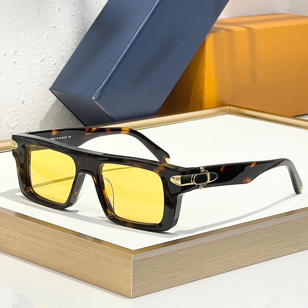 Z6067U Mens Designer Square Sunshades luxury acetate sunshades new autumn winter yellow lenses fashion casual sunglasses high street party style wit