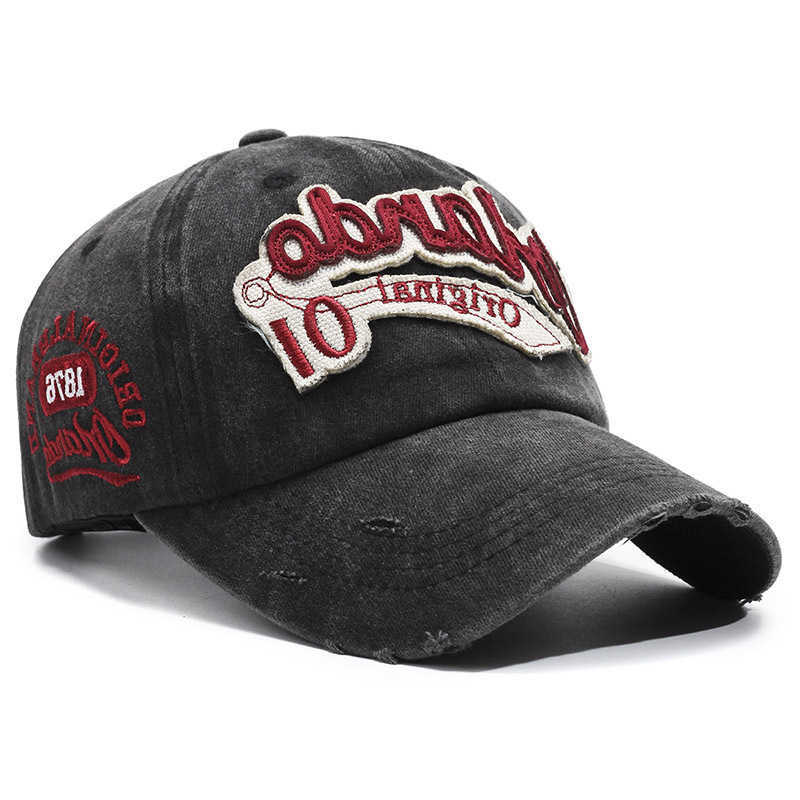 Vintage American-Style Distressed Baseball Wide Brim Washed with Holes Duckbill Face Slimming Effect Casual Hat M260626