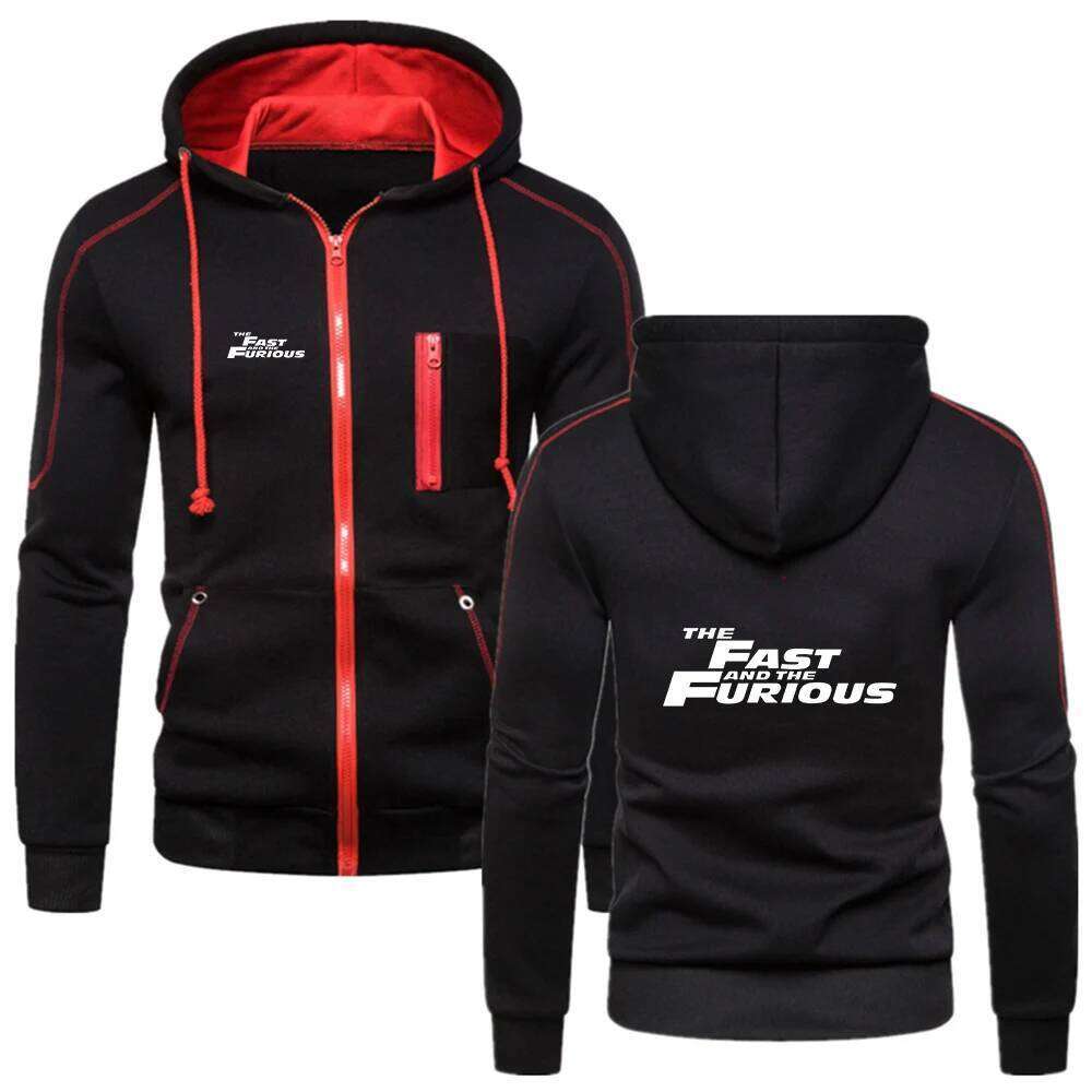 2025 Men's New Fashion Cotton Solid Color Zipper Hoodie Spring Autumn Fast and Furious Fitness Sweatshirts Fleece Jackets W260626