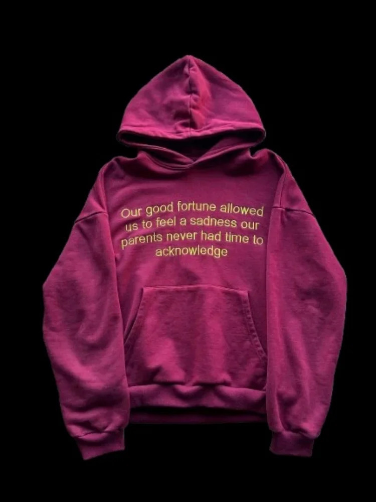 Vintage Loose Fit American Street Rap Style Y2K Letter Print Hooded Sweatshir 260625