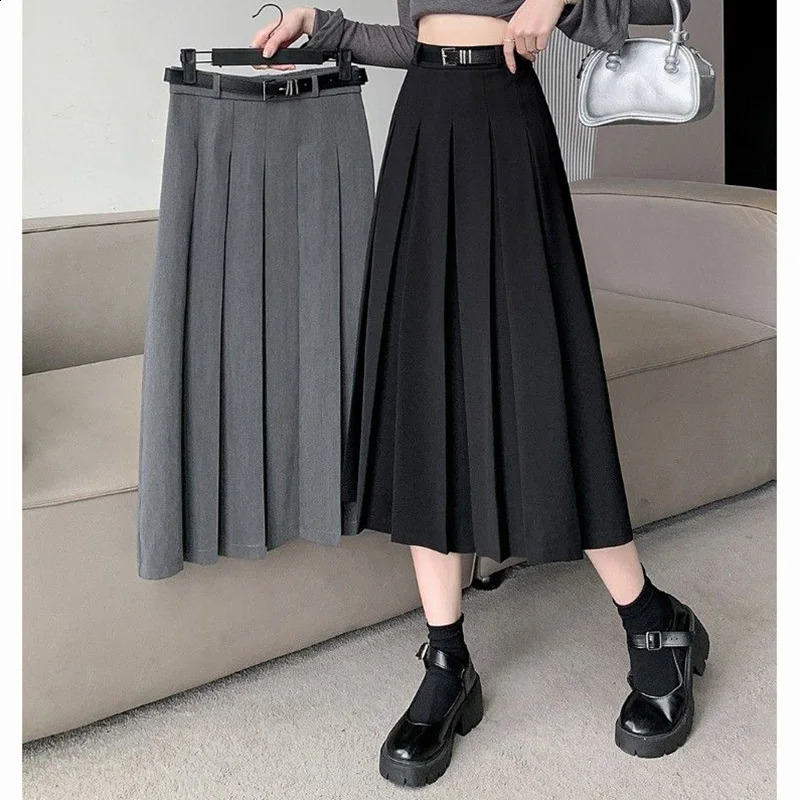 Summer Girls Korean Solid Color JK Skirts Women Comfortable MidLong Dress Female Concise ner Aline Pleated 260626