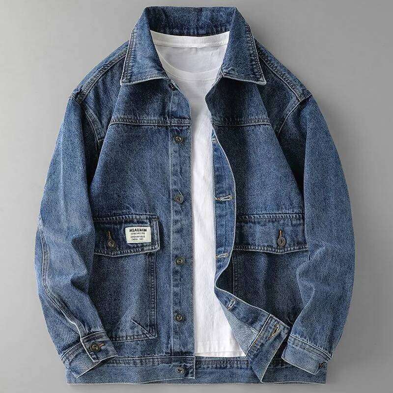 2024 Spring and Autumn New Fashion Solid Color Large Size Denim Coat Men's Casual Loose Comfortable High Quality Jacket M-4XL W260626