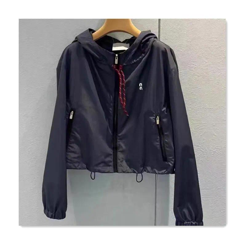 New Womens jackets designer jackets fashion casual windbreakers spring lightweight hooded brown letter pattern women short skirt set windproof women