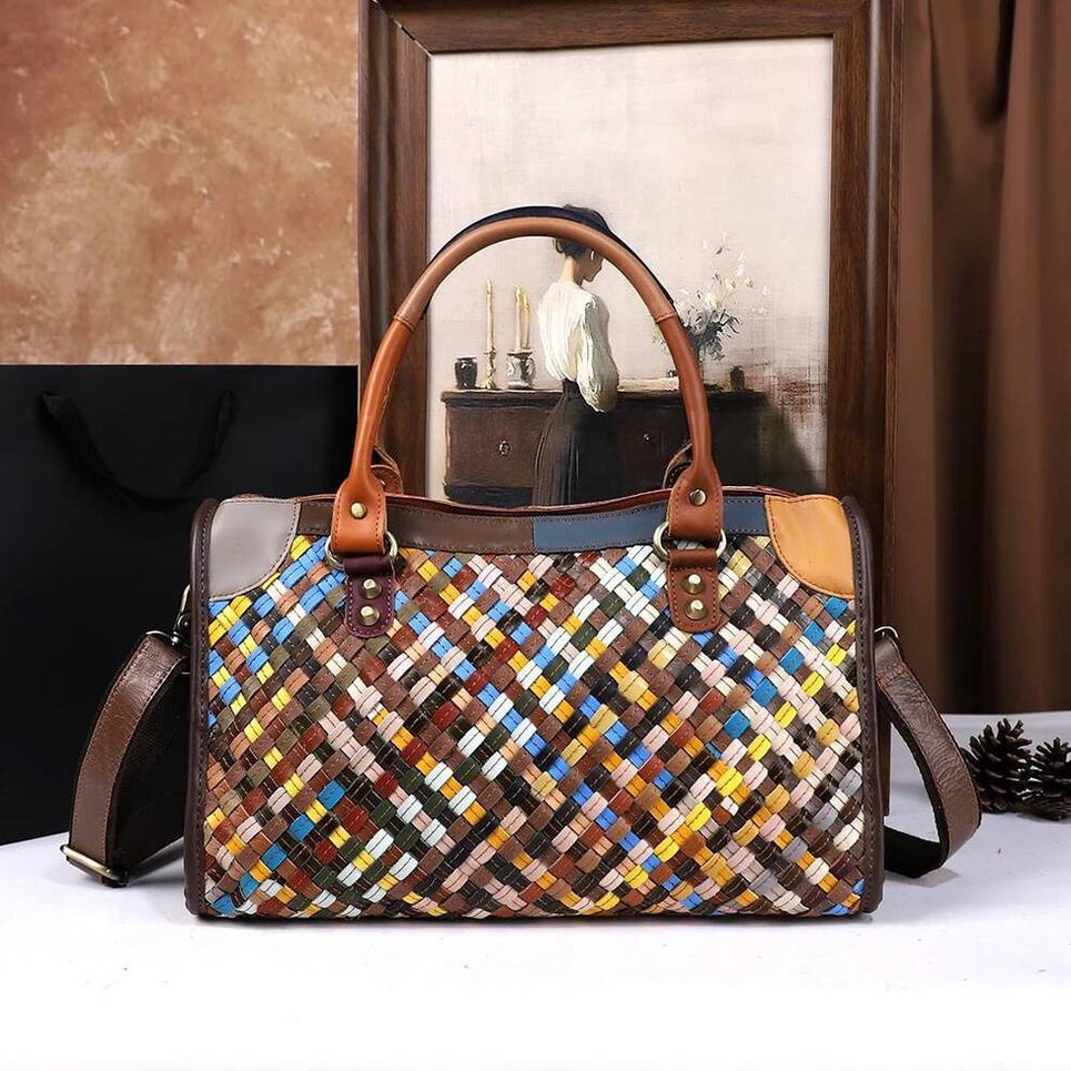 Retro Hand-Woven Genuine Leather Handbag, Casual And Oversized hobo bag Versatile, Single-Shoulder Crossbody Bag, Large-Capacity Pillow Bag