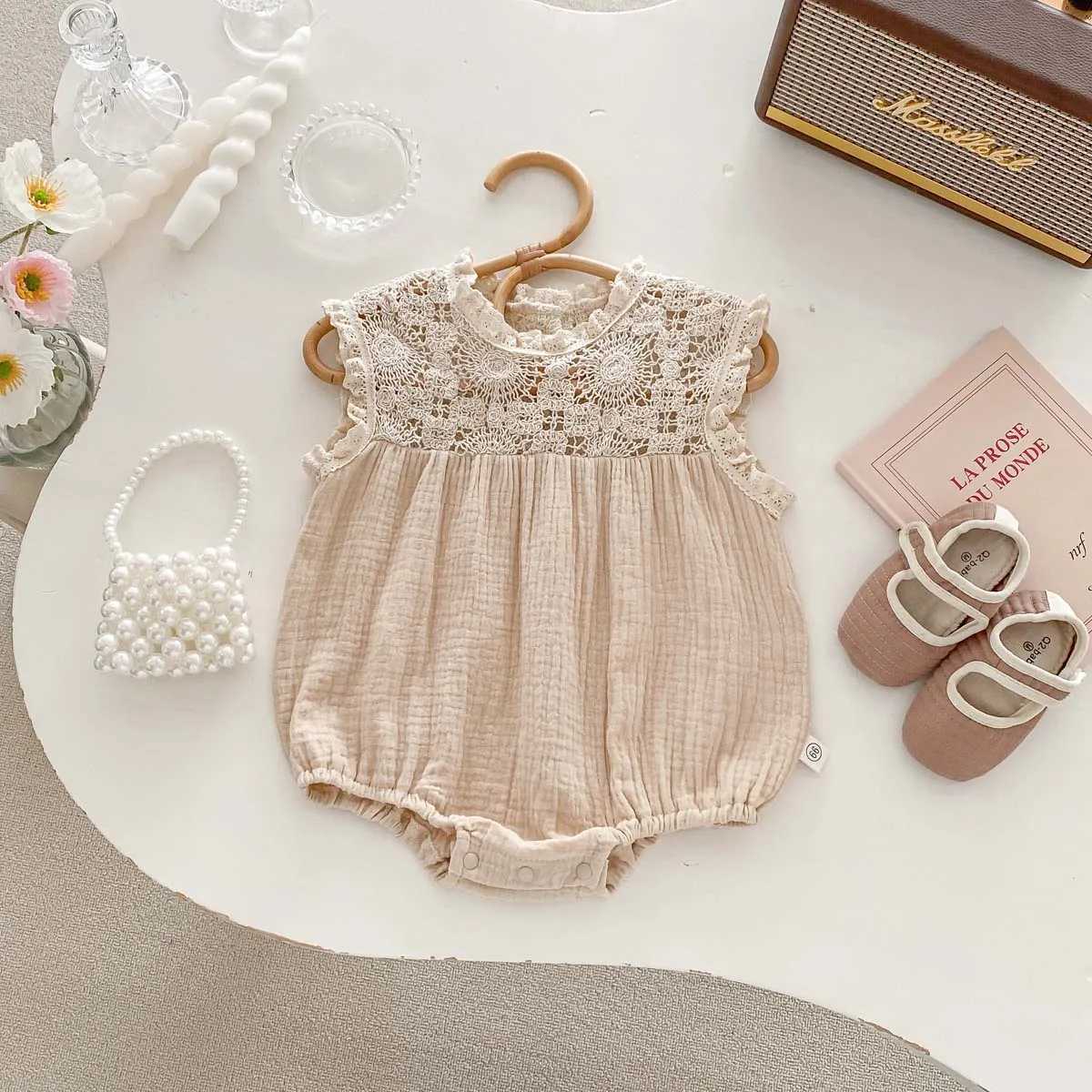 Summer baby girl lace sleeveless pure cotton jumpsuit casual baby jumpsuit Y26062516KV