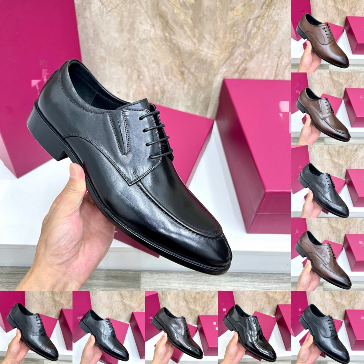 Italian Style Men's Genuine Leather Loafers 2026 Designer Brown Dress Shoes Metal Buckle Slip On Formal Business Wedding Party Shoes