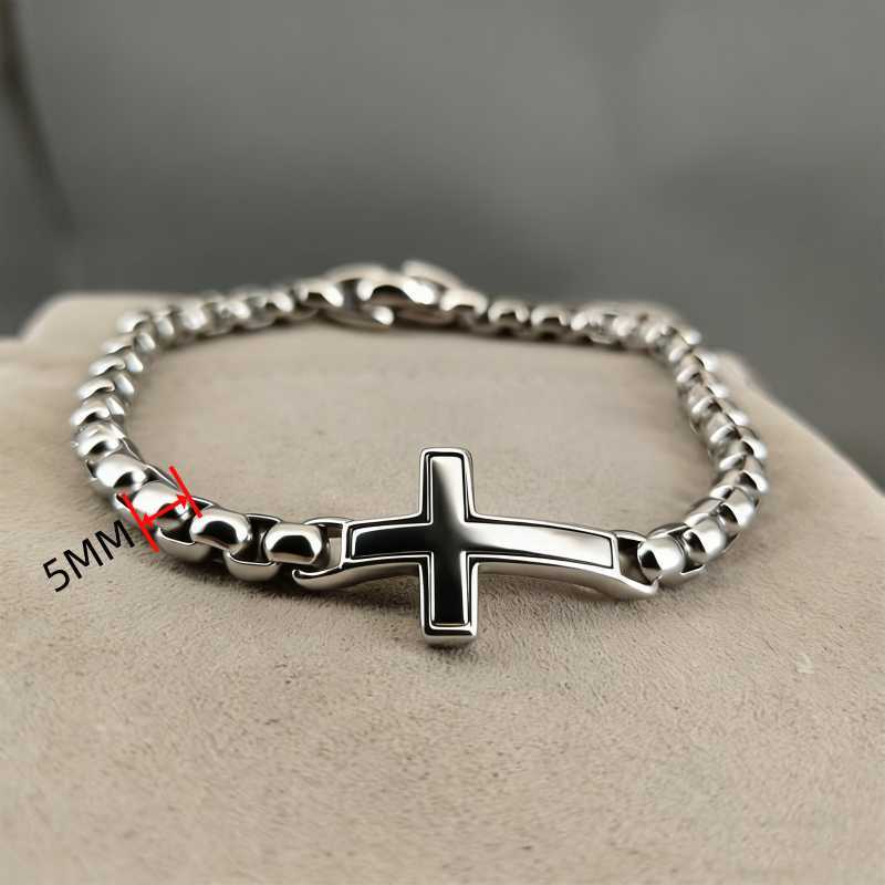 3/4/5MM designer jewelry Cross Bracelet chains for men women Silver Gold S925 Box Chain Fashion Bracelets Religious Faith Charm Wristband Jewelry Gi