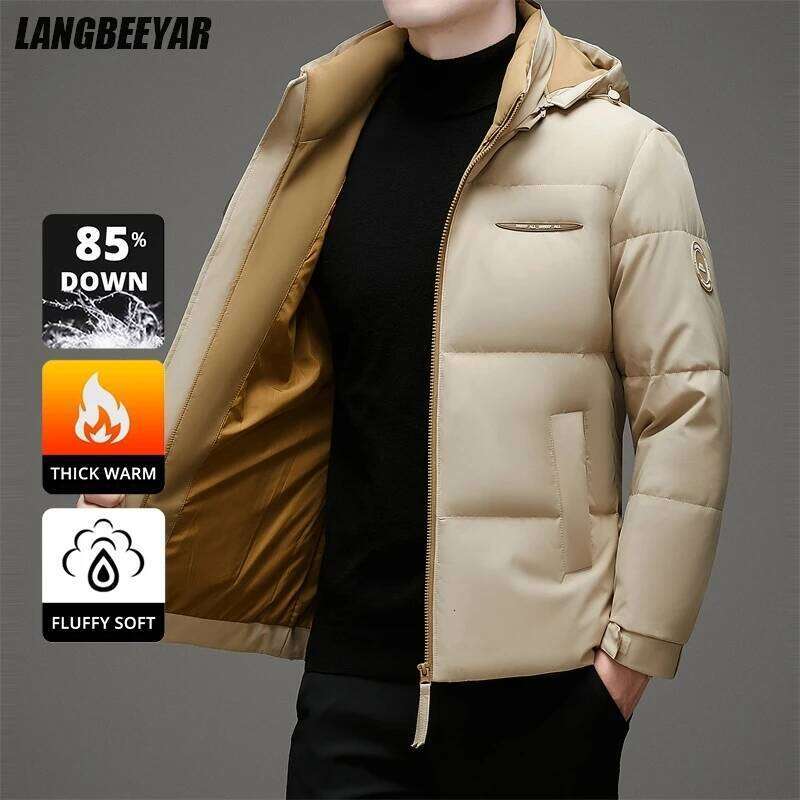High End White Duck Casual Fashion Men Down Jacket Hooded Outerwear Winter Warm Designer Parkas Puffer Feather Coats W260626
