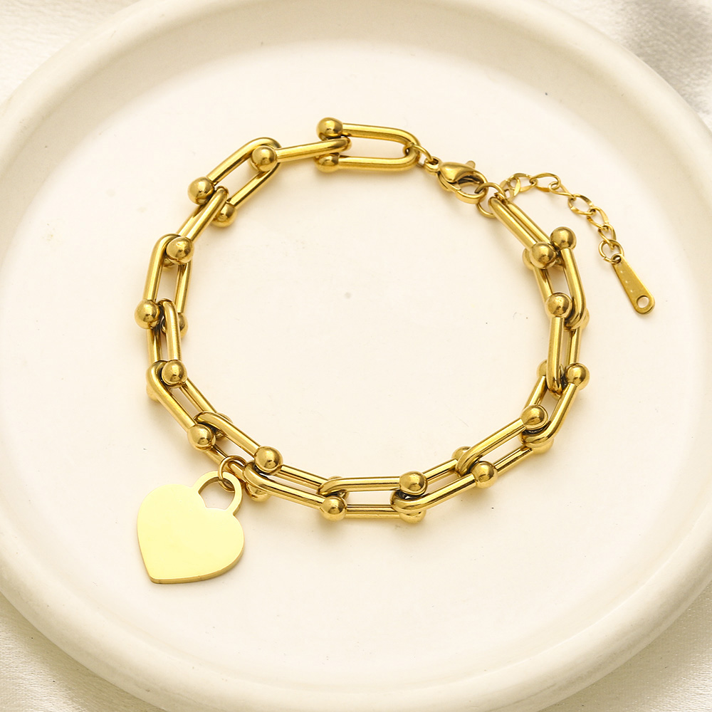 Designer Bracelets Chains for Men Women Link 18k Gold Plated Stainless Steel Charm Designer Heart Bracelet Jewelry Women Birthday Gift Daily Outfit