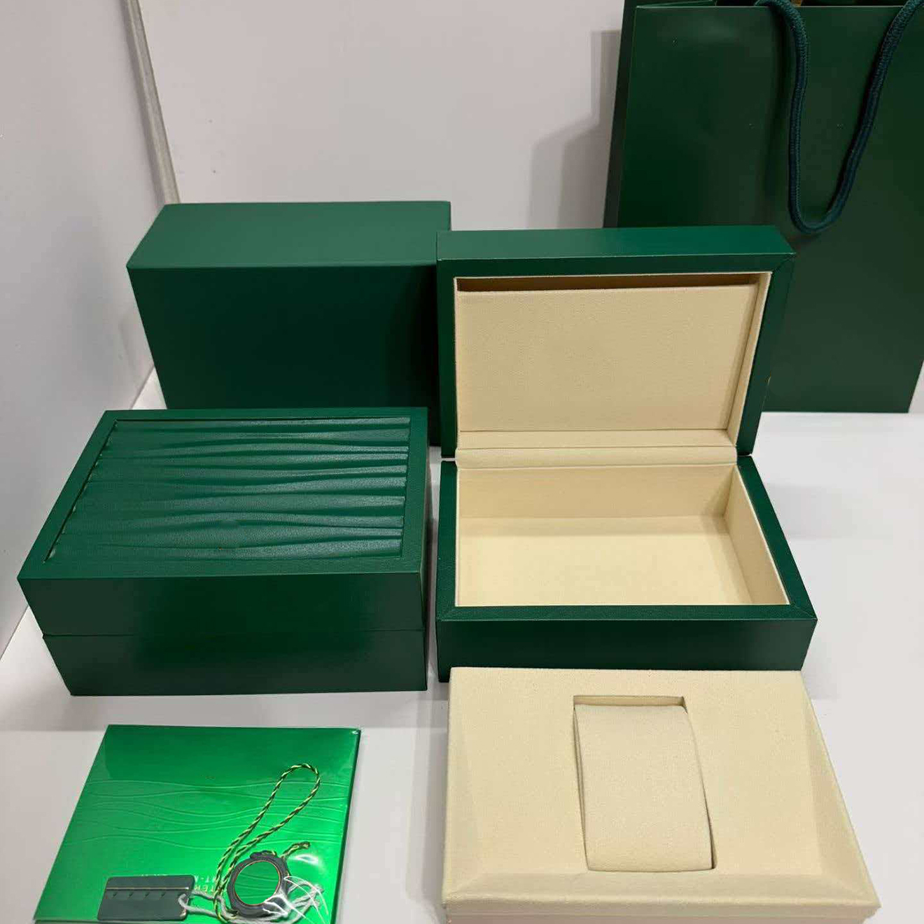 Boîte de montre Multiple Portable, ensemble de luxe, emballage de montre, sac vert, marque de luxe, étui en cuir élégant, emballage cadeau, acces
