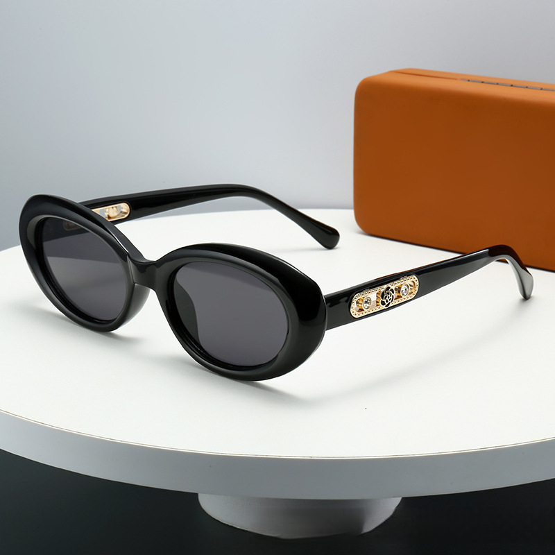 2026 Designer's New Elliptical Personalized Trendy Round Frame Camellia Pearl Decoration Light Luxury Premium Women's Sunglasses Sunshade
