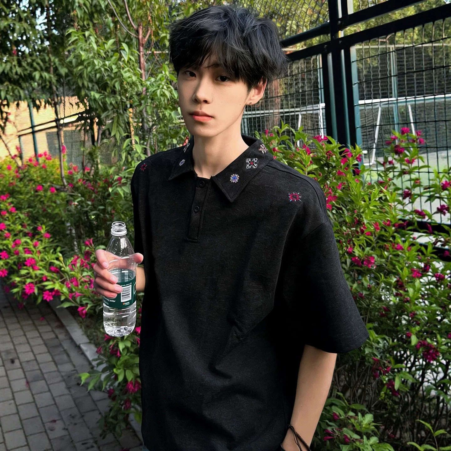 American-Style Tie-Dye Embroidered Short-Sleeve Polo Shirt For Men, Summer Casual And Stylish, High-End Feel, Turn-Down Collar T-Shirt, Heavy-Duty,
