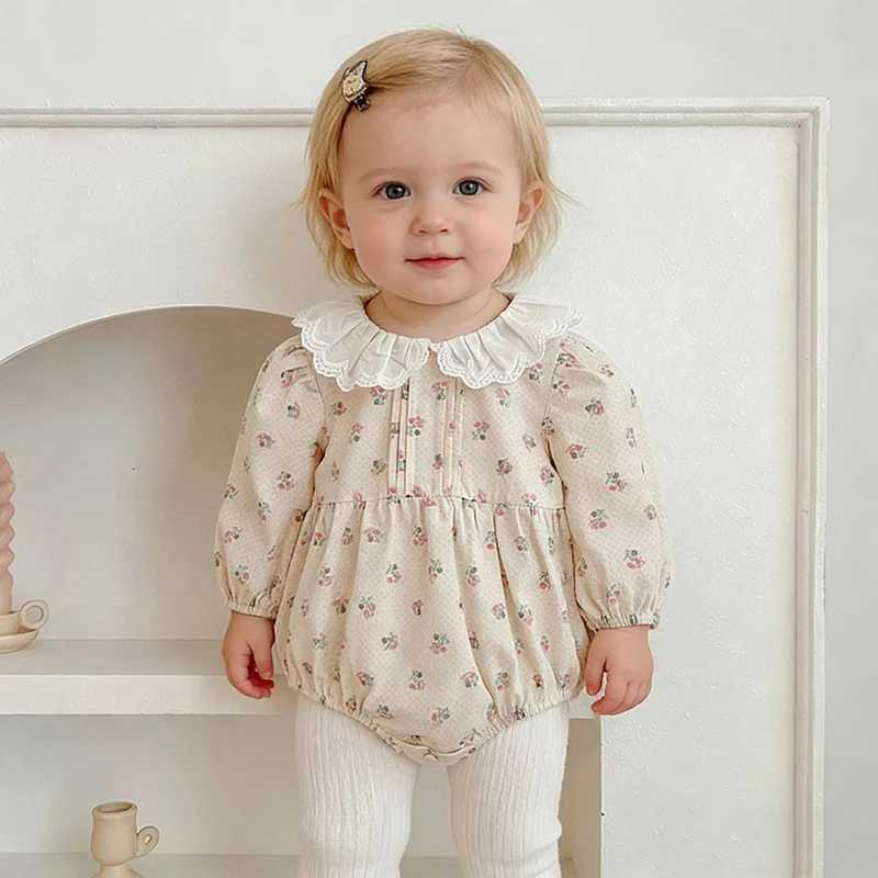 2026 New Spring Newborn Baby Girls Korean Style Romper 0-24M Short Sleeved Cotton Embroidery Romper Baby Girls Lapel Clothing Y2606251A2S