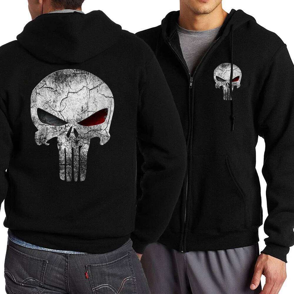 2025 Fashion and Y2K Zipper Hoodie Skull Series Pattern Printed Black Handsome Clothing New Punk Harajuku Leisure Bestse W260626