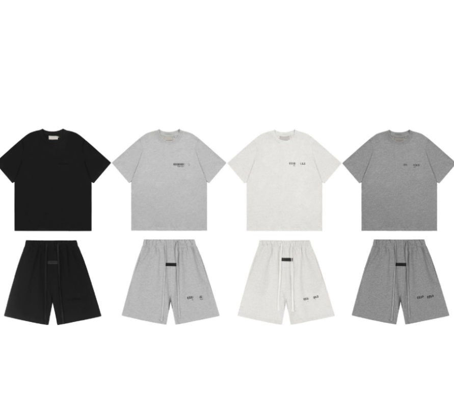 essential designer mens cotton T shirt letter graphic print high street jogging pants esss men's summer casual shorts men short pant set