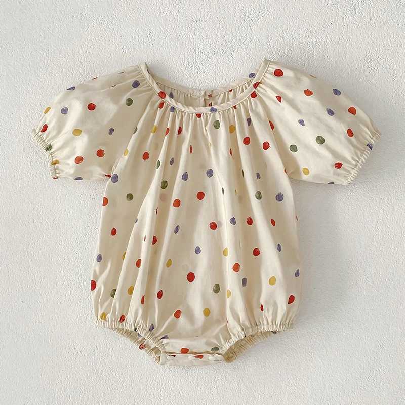 0-24M Bodysuit Summer Cute Baby Jumpsuit Girls Colored Dots Bodysuits Newborn Baby Girls Cotton Kids Infant Princess One-pieces Y260625C83Y