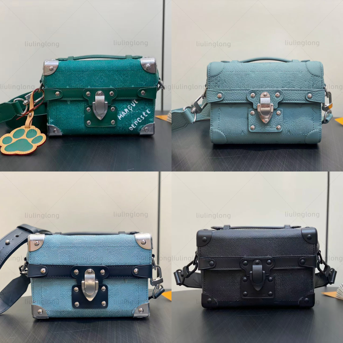 10a soul trunk crossbody bag denim canvas embossed taurillon leather mini trunk box case metal corner lock unisex designer trunk style shoulder purs